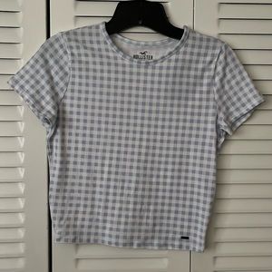 Hollister size m blue checkered baby tee